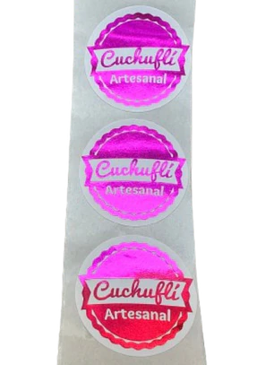 Sticker Cuchufli Artesanal Fucsia 100un 38mm