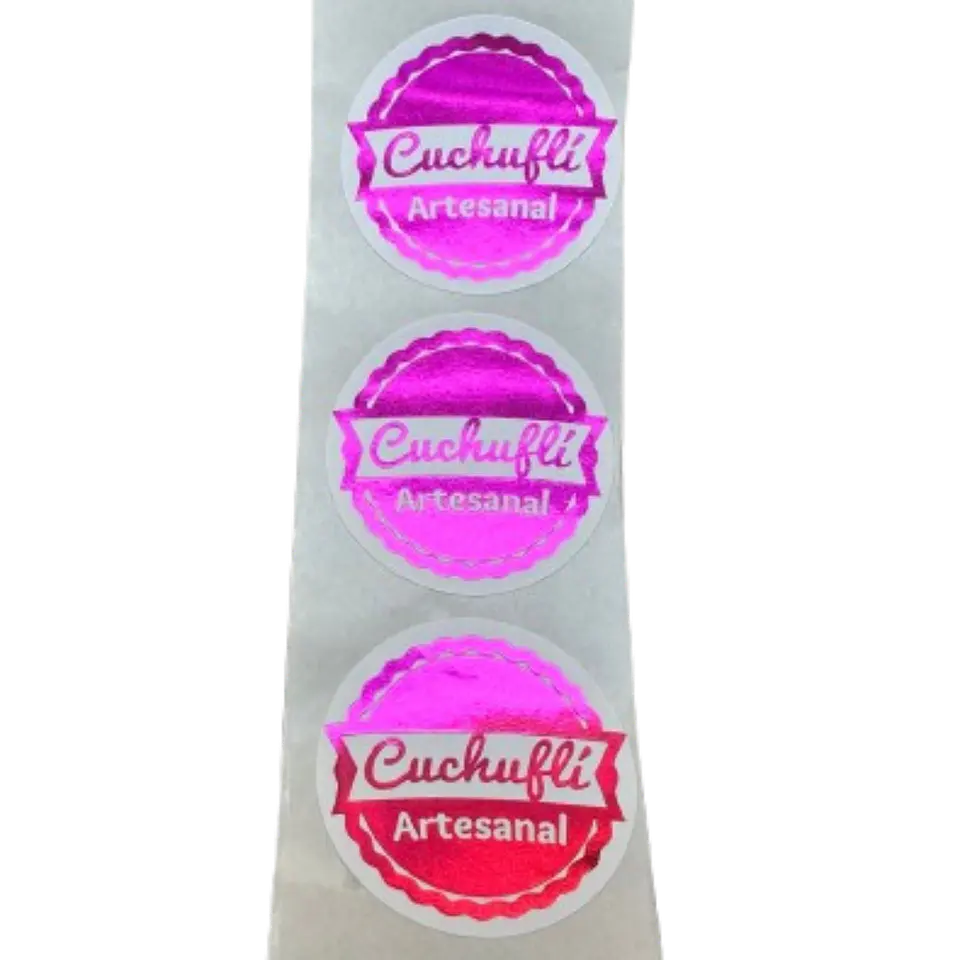 Sticker Cuchufli Artesanal Fucsia 100un 38mm 2