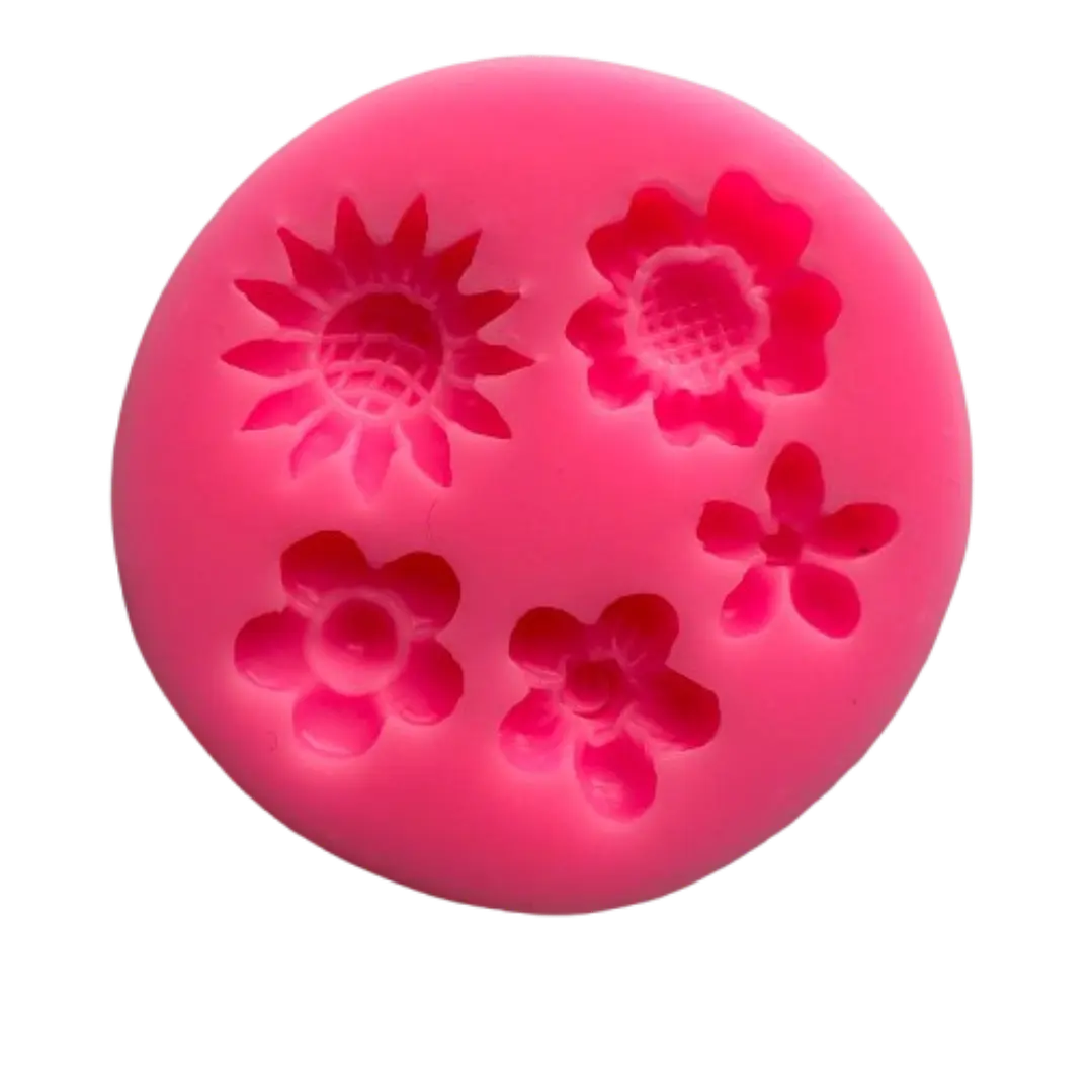Molde Silicona Flores A 5 Figuras 6,6x6,6cm 1