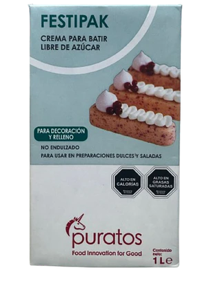 Crema Vegetal Para Batir Sin Azucar Festipak Puratos 1L