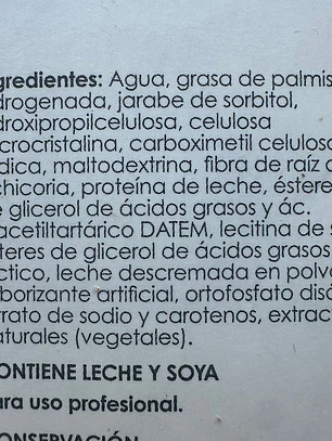 Crema Vegetal Para Batir Sin Azucar Festipak Puratos 1L