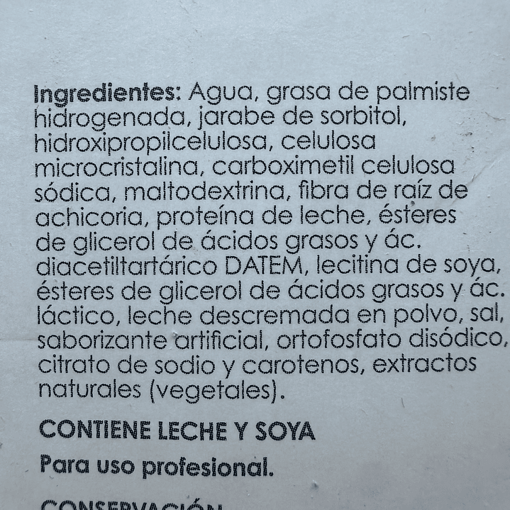 Crema Vegetal Para Batir Sin Azucar Festipak Puratos 1L 2