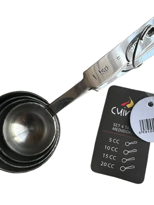 Set 4 Cucharas Medidoras Acero Inoxidable Cuiner