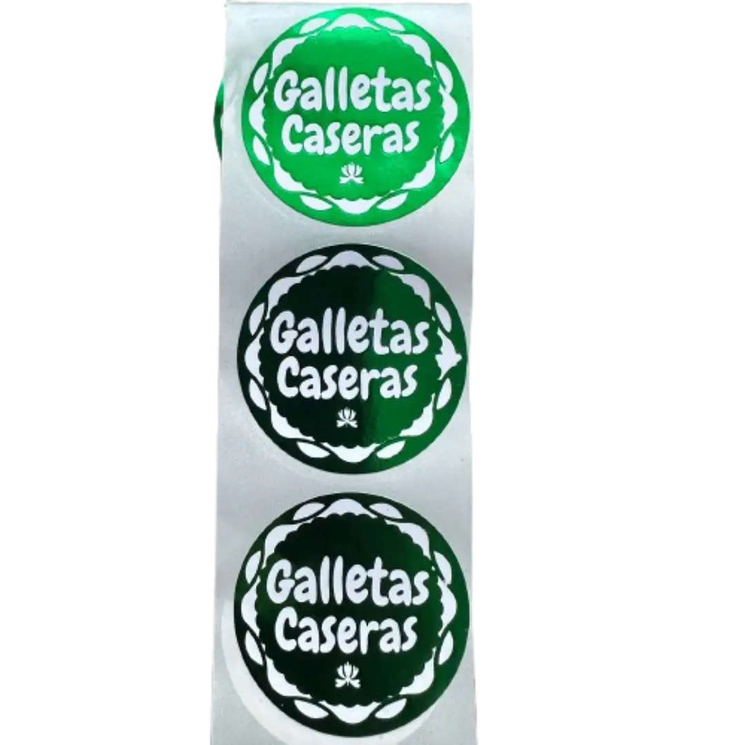 Sticker Galletas Caseras Verde 100un 38mm 2