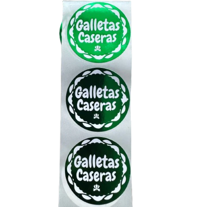 Sticker Galletas Caseras Verde 100un 38mm 2