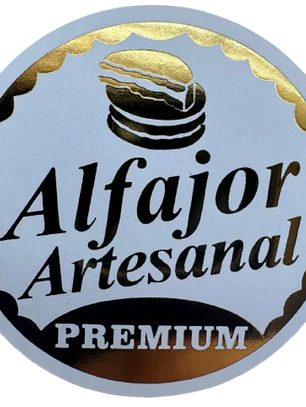 Sticker Alfajor Blanco Dorado 100un 38mm