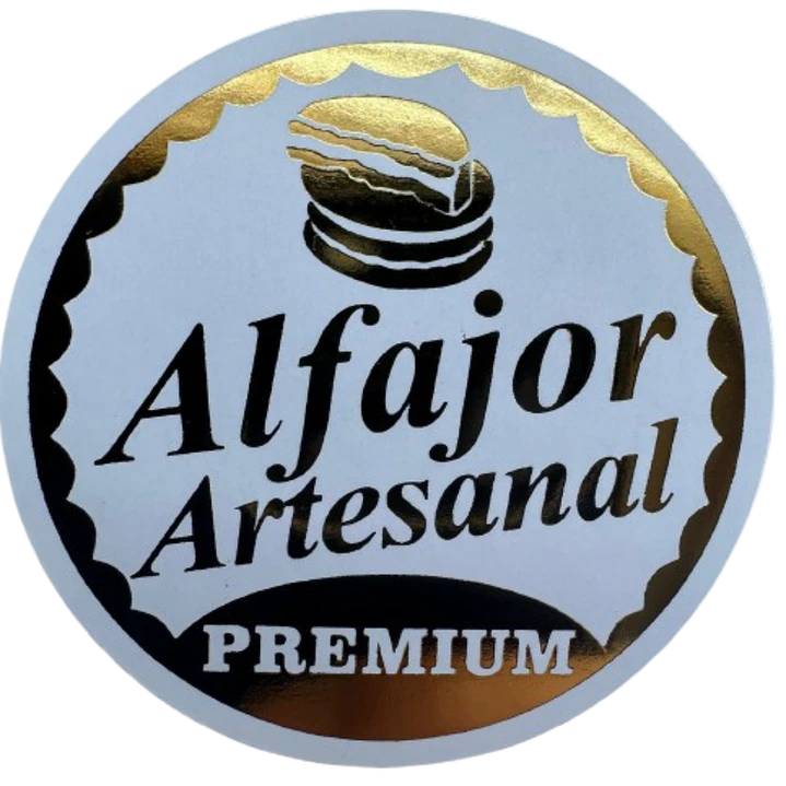 Sticker Alfajor Blanco Dorado 100un 38mm 1