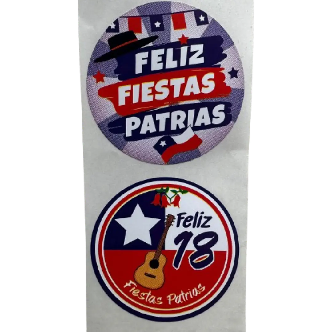 Sticker Fiestas Patrias Bandera 100un 38mm 1