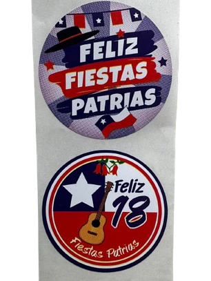 Sticker Fiestas Patrias Bandera 100un 38mm
