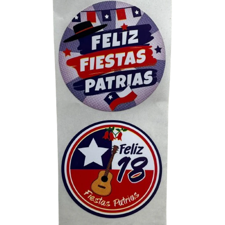 Sticker Fiestas Patrias Bandera 100un 38mm 1