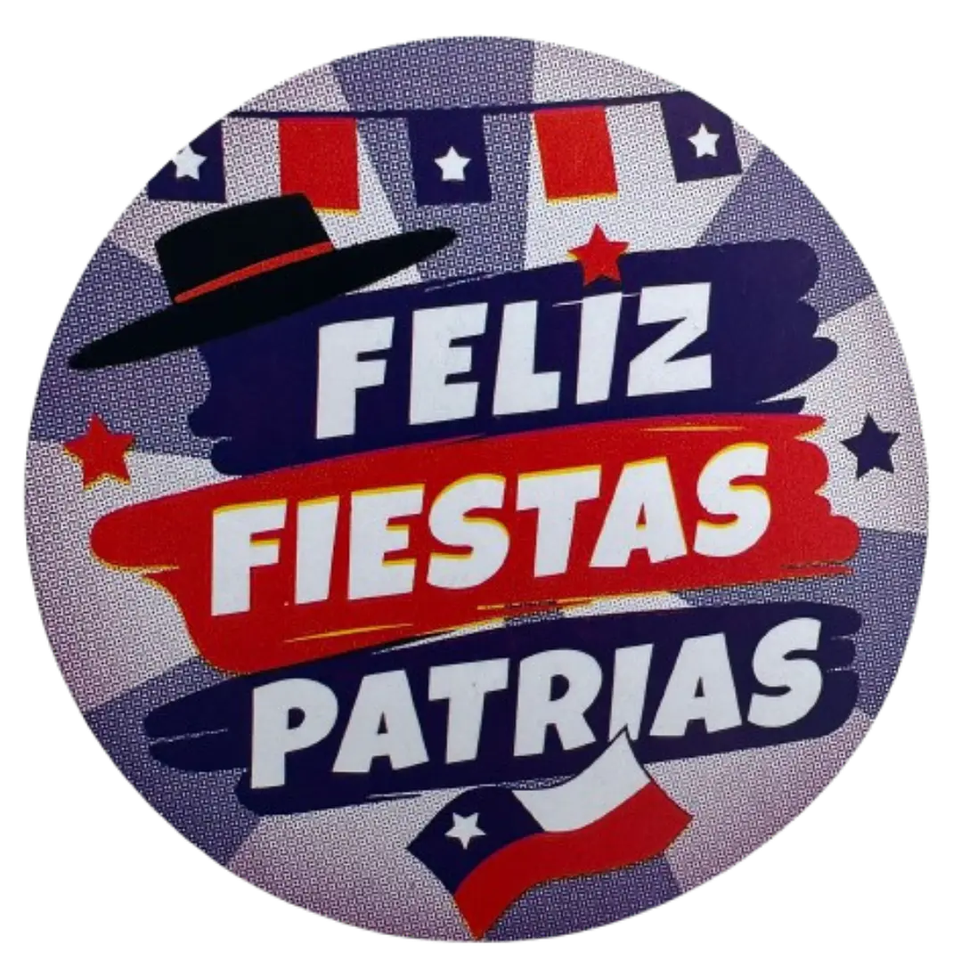 Sticker Fiestas Patrias Bandera 100un 38mm 3