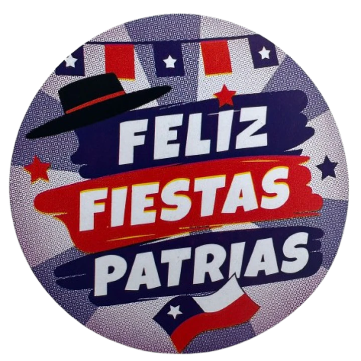 Sticker Fiestas Patrias Bandera 100un 38mm 3