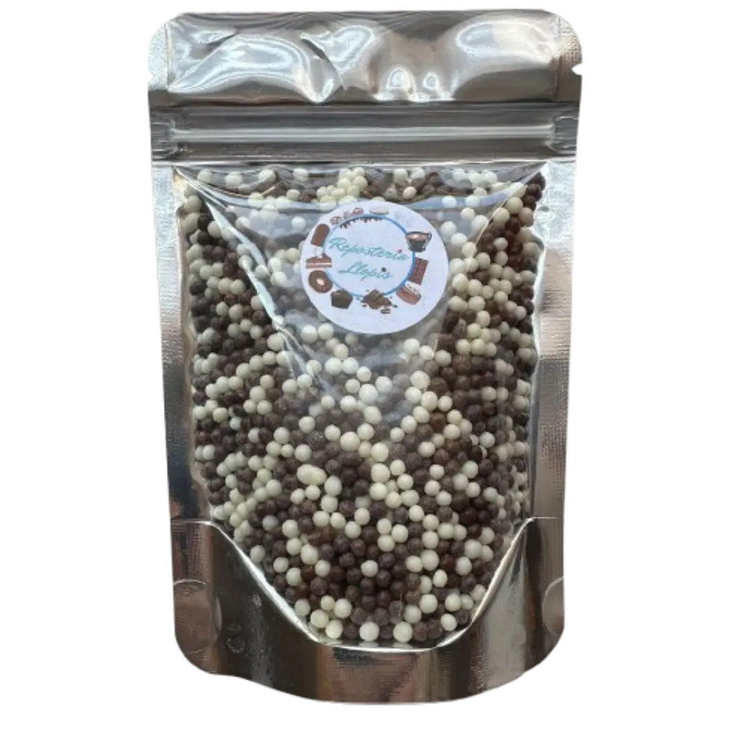 Bolitas Cereal Micro Blanco Negro Bañadas En Chocolate 80g 1