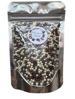 Bolitas Cereal Micro Blanco Negro Bañadas En Chocolate 80g