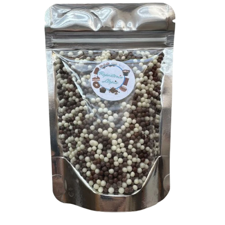 Bolitas Cereal Micro Blanco Negro Bañadas En Chocolate 80g 1