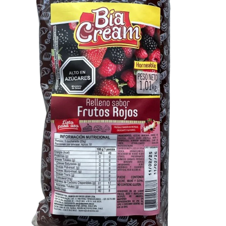 Relleno Frutos Rojos Bia Cream 1kg 2