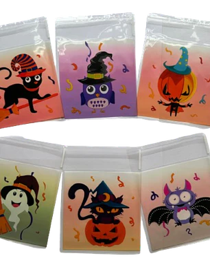 Bolsas Halloween D Celofan Autoadhesivas 100un 10x10+2cm