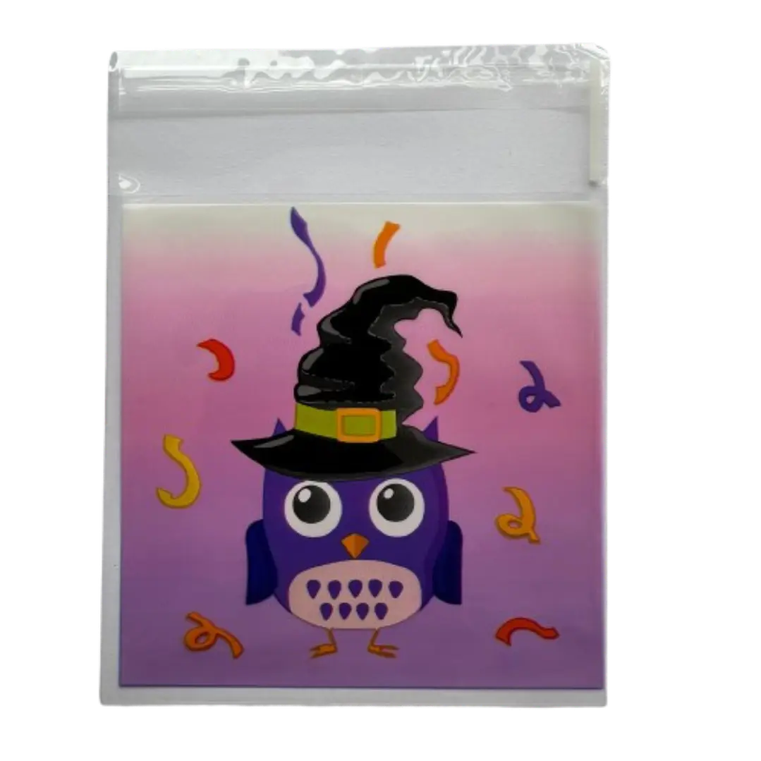 Bolsas Halloween D Celofan Autoadhesivas 100un 10x10+2cm 3