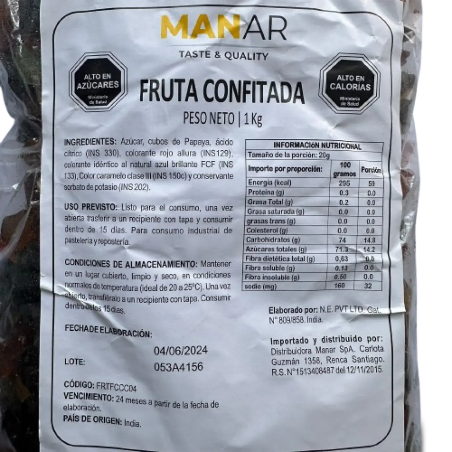 Fruta Confitada Manar 1kg 2