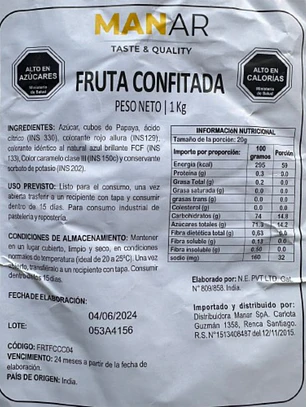 Fruta Confitada Manar 1kg