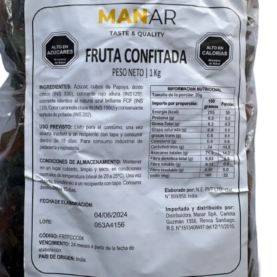 Fruta Confitada Manar 1kg 2