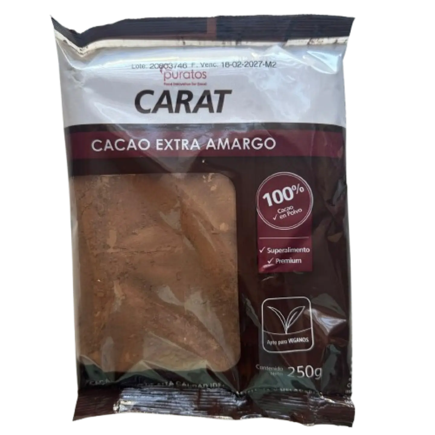 Cacao En Polvo 100% Puro Carat Puratos 250g 1