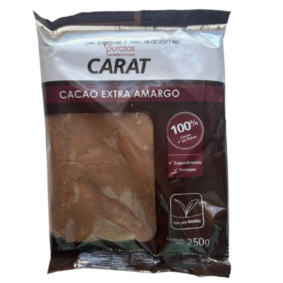 Cacao En Polvo 100% Puro Carat Puratos 250g 1