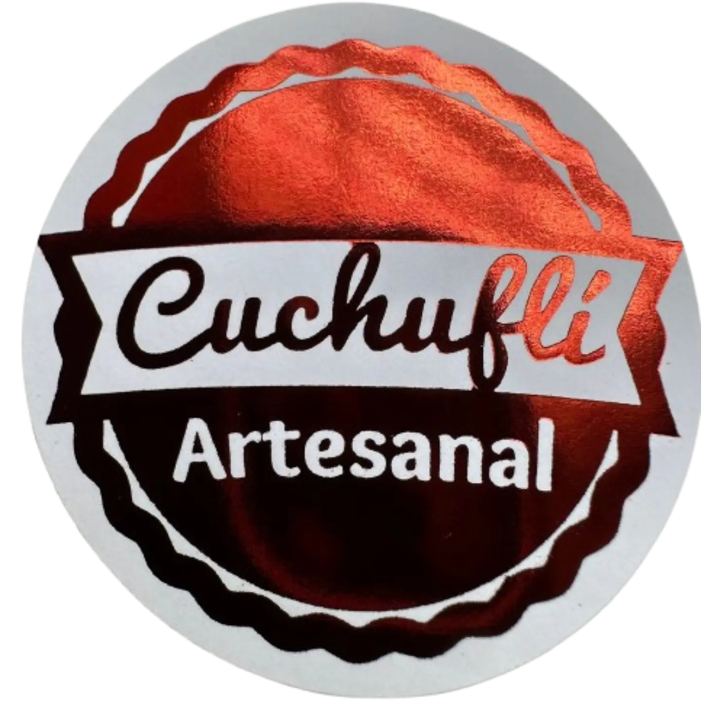Sticker Cuchufli Artesanal Rojo 100un 38mm 1