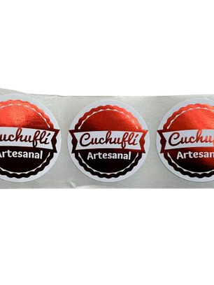 Sticker Cuchufli Artesanal Rojo 100un 38mm