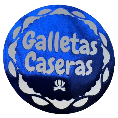 Sticker Galletas Caseras Azul 100un 38mm