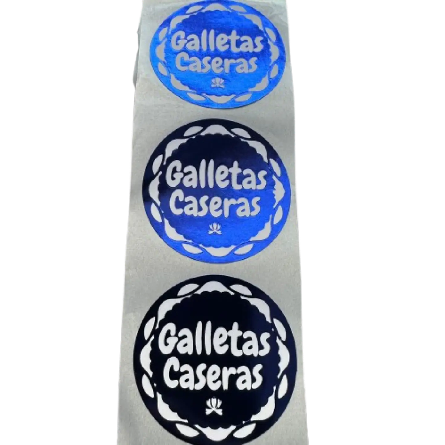 Sticker Galletas Caseras Azul 100un 38mm 2