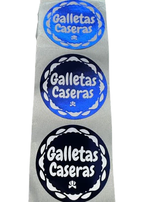 Sticker Galletas Caseras Azul 100un 38mm