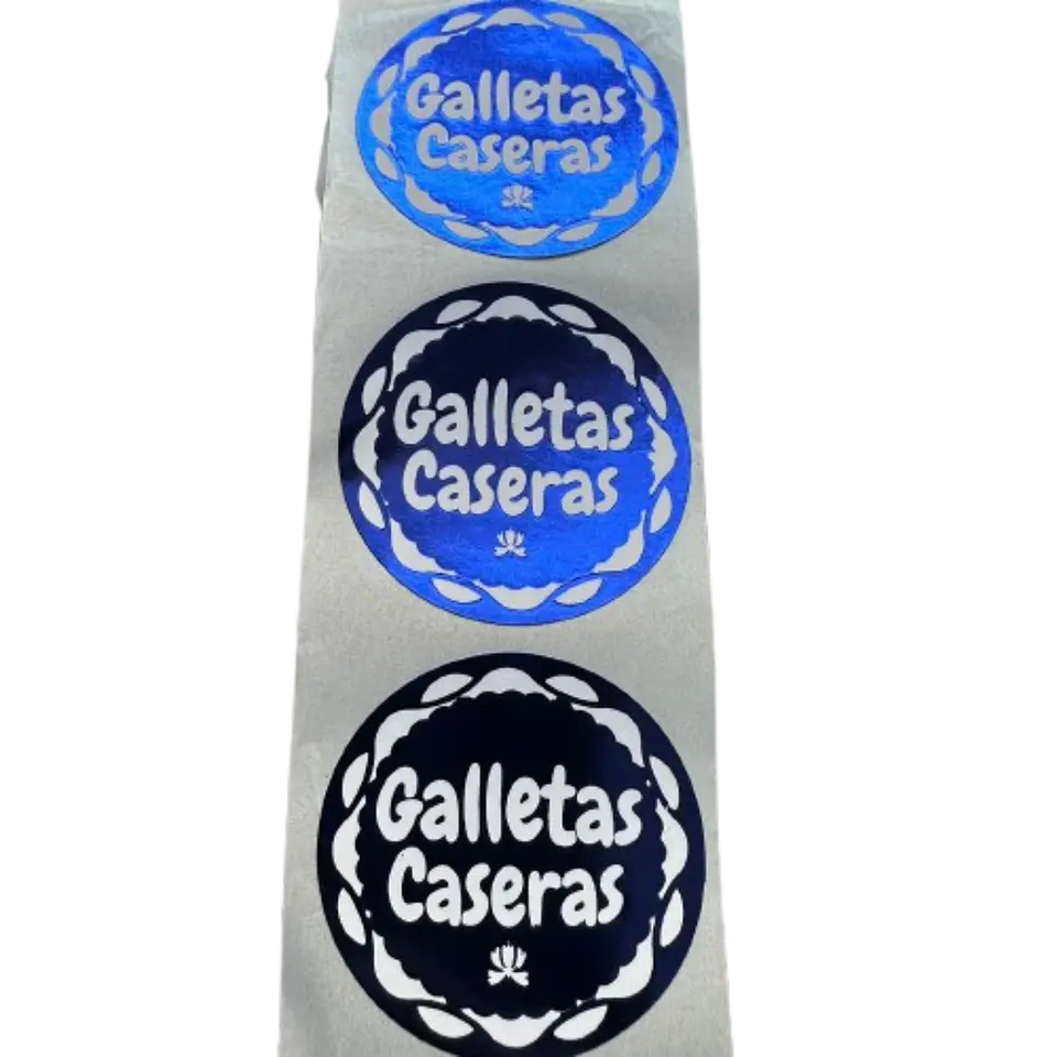 Sticker Galletas Caseras Azul 100un 38mm 2