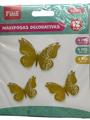 Topper Mariposas Decorativas Doradas 12 pcs