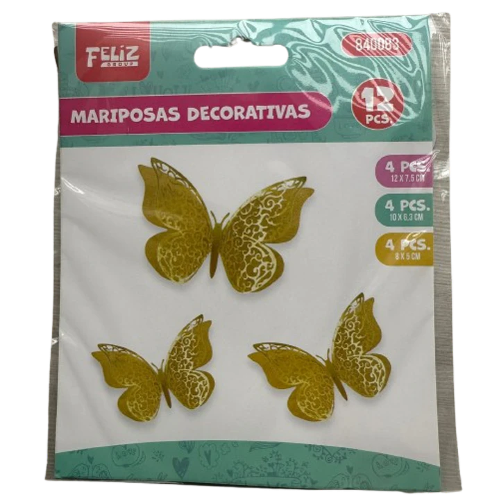 Topper Mariposas Decorativas Doradas 12 pcs 2
