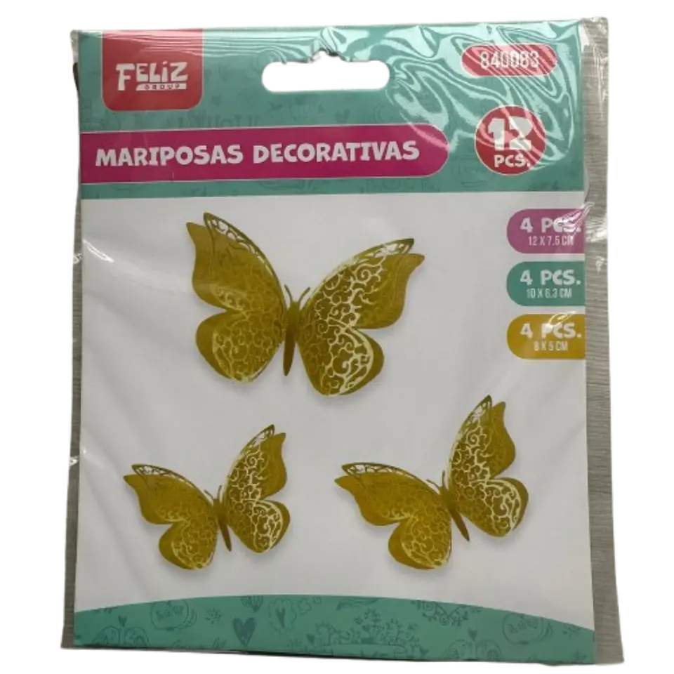 Topper Mariposas Decorativas Doradas 12 pcs 2