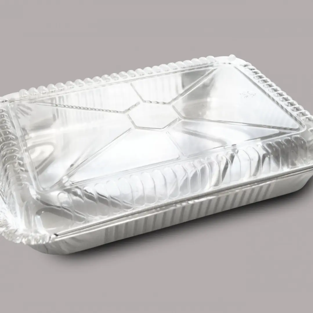 Pack 5 Envase Aluminio C-40 Con Tapa Transparente 27x17x4cm 2