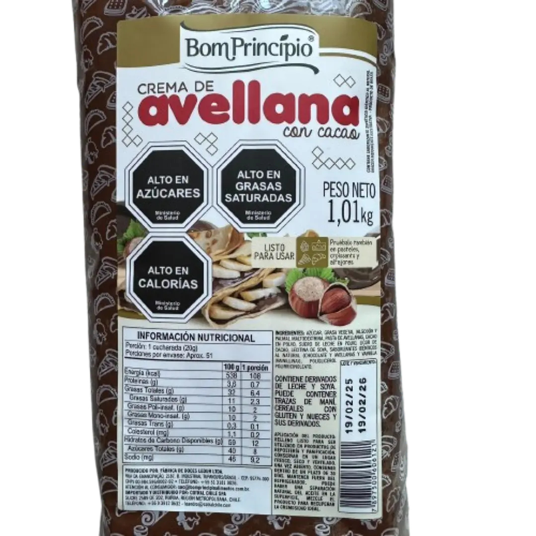 Relleno Crema De Avellanas Bon Principio 1kg 2