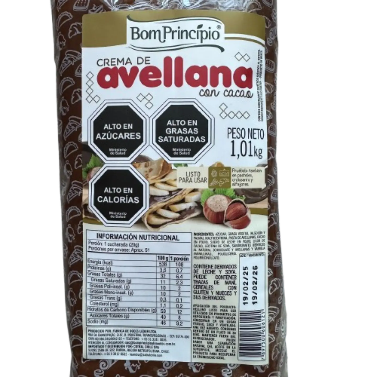 Relleno Crema De Avellanas Bon Principio 1kg 2