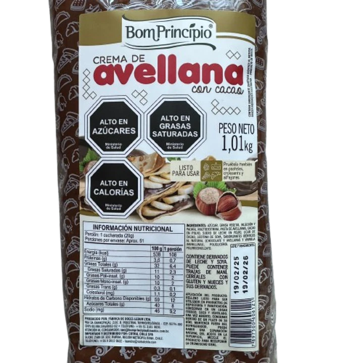 Relleno Crema De Avellanas Bon Principio 1kg 2