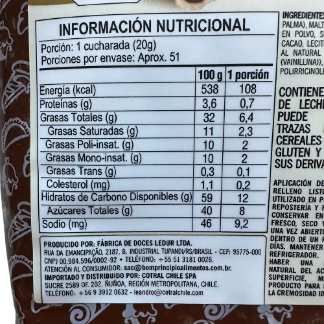 Relleno Crema De Avellanas Bon Principio 1kg 3