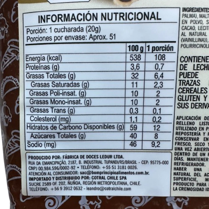 Relleno Crema De Avellanas Bon Principio 1kg 3