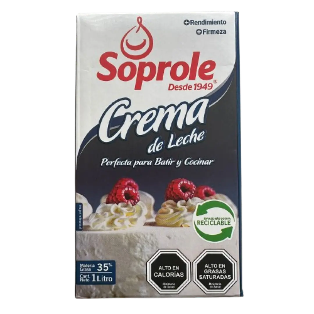 Crema De Leche Para Batir O Cocinar Soprole 1L 1