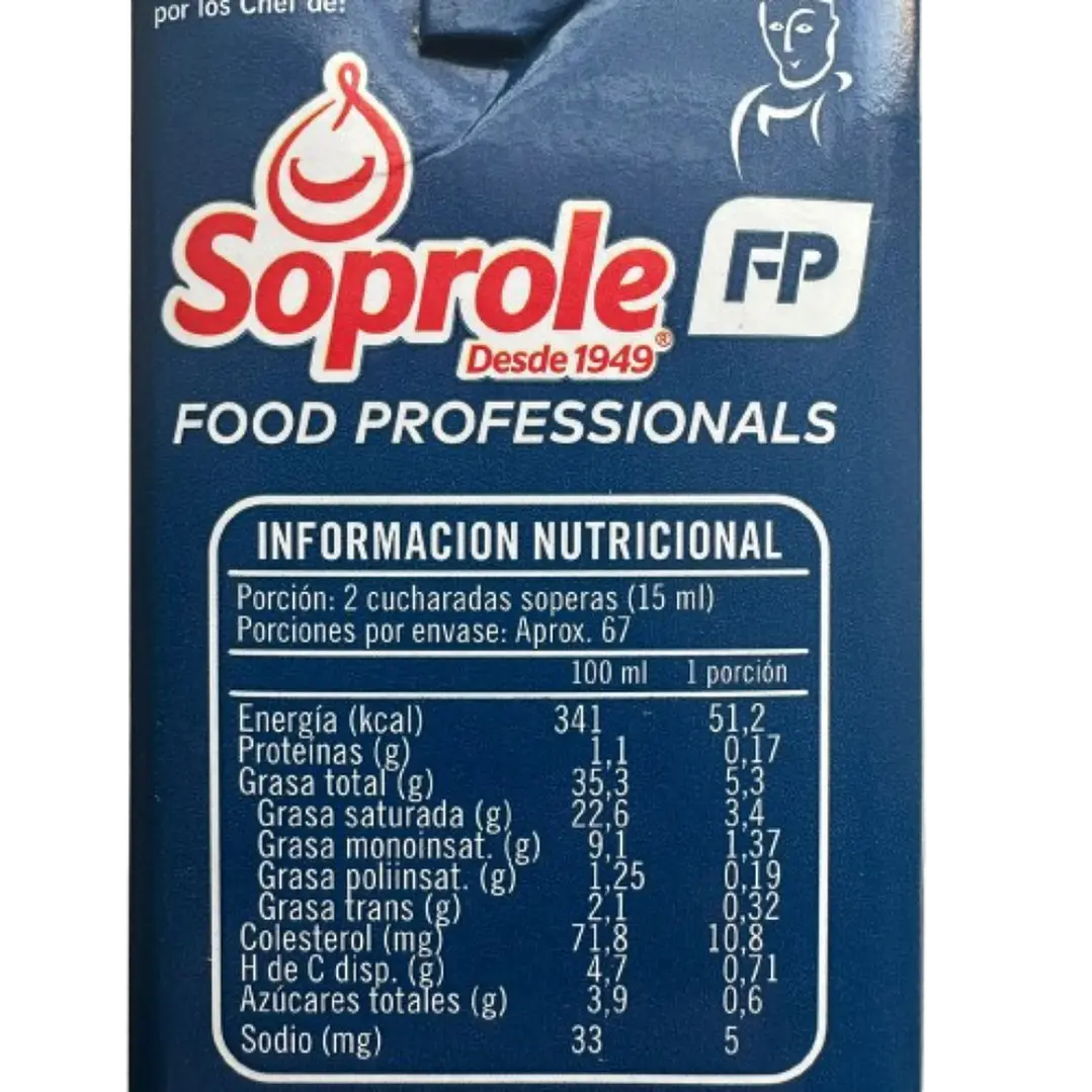 Crema De Leche Para Batir O Cocinar Soprole 1L 3