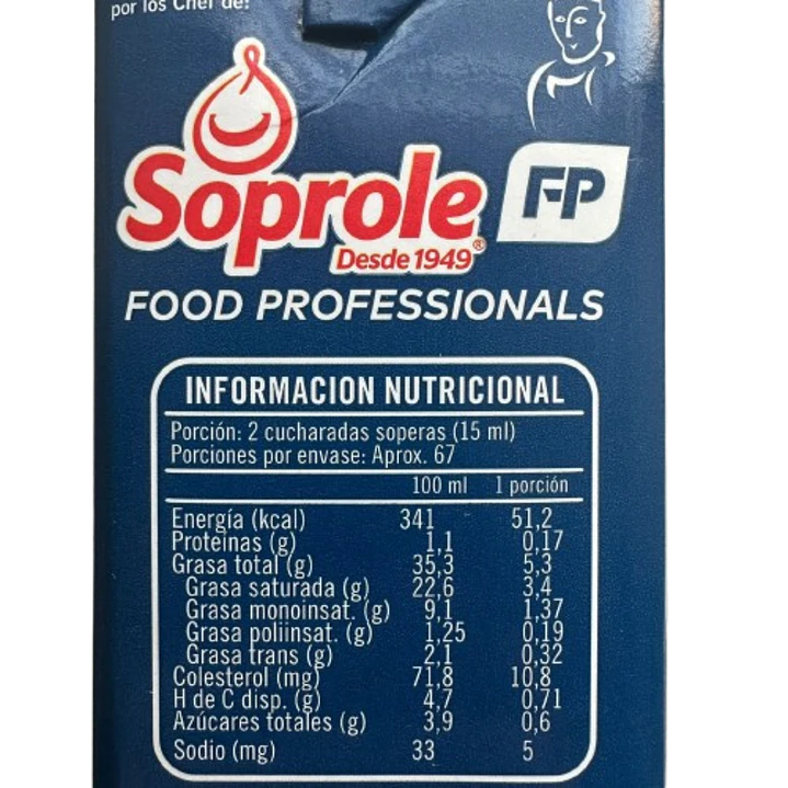 Crema De Leche Para Batir O Cocinar Soprole 1L 3