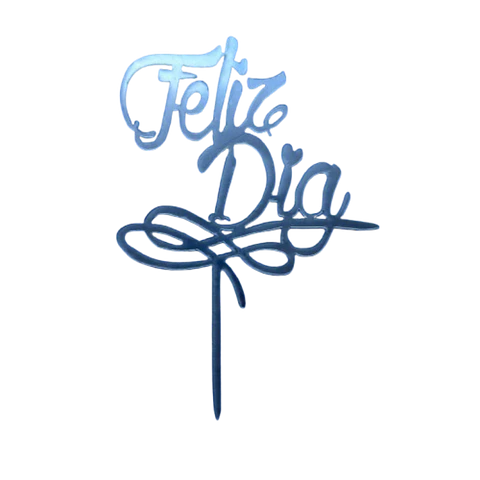 Topper Feliz Dia 1 Plateado