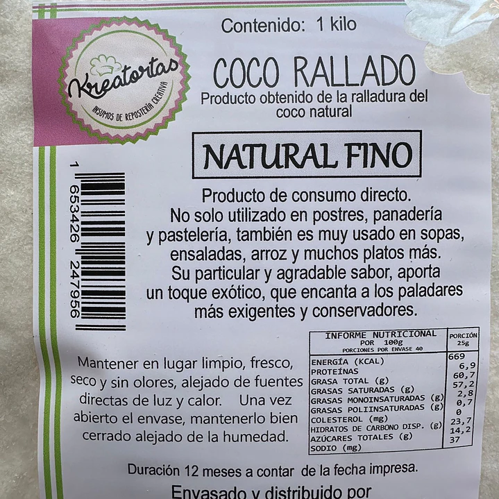 Coco Rallado Kreatortas 1kg 2