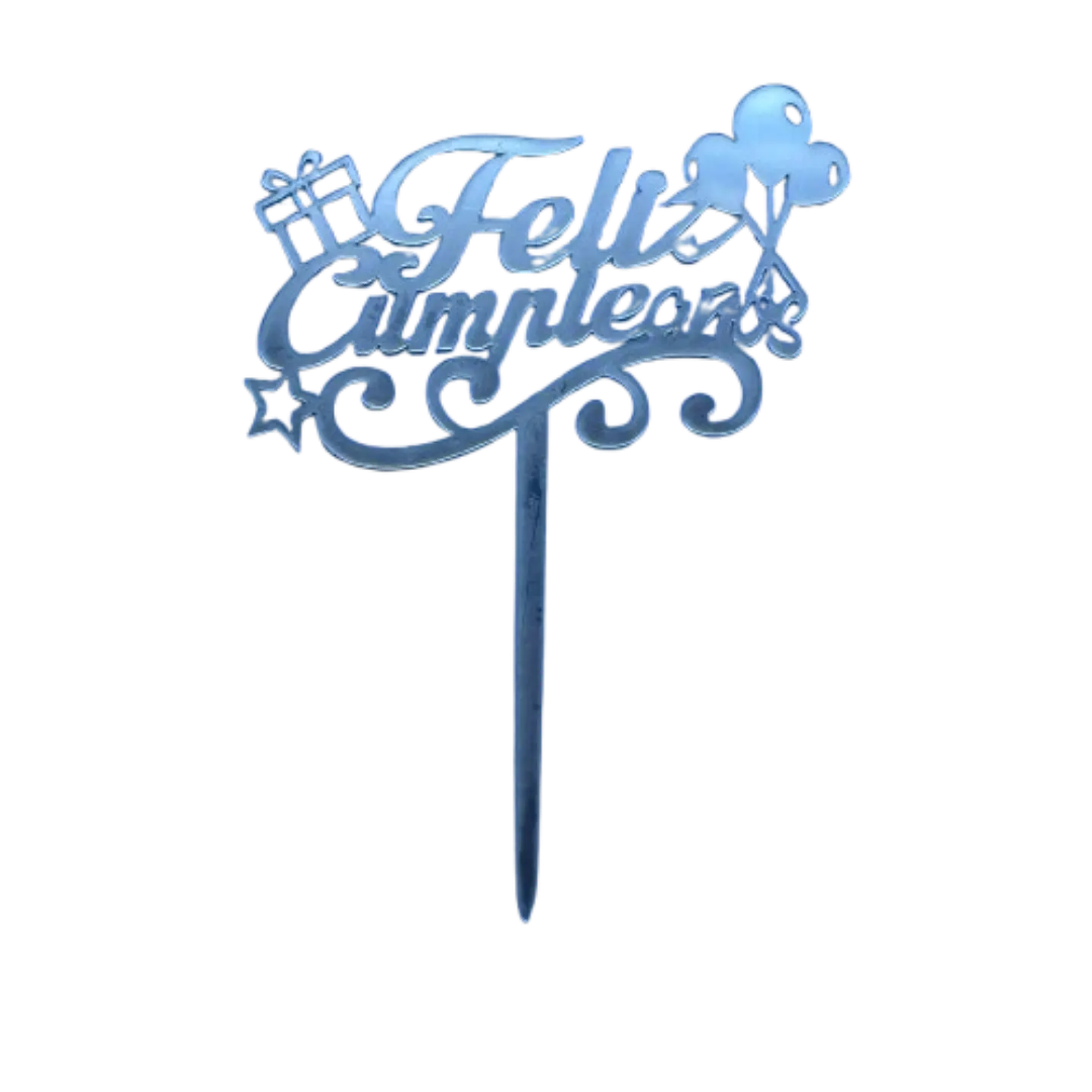 Topper Feliz Cumpleaños 3 Plateado 1