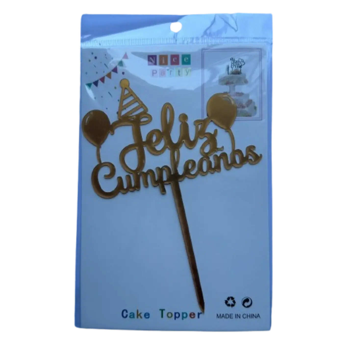 Topper Feliz Cumpleaños 4 Dorado 2