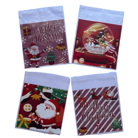 Bolsas Navidad D Celofan Autoadhesivas 100un 10x10+2cm